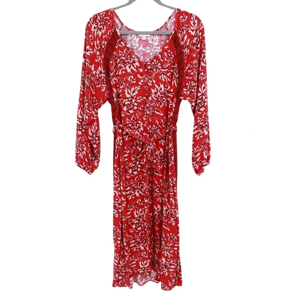 Knox Rose Midi Dress Women XXL Red Boho Hippie Bloomcore Grandmacore Cottagecore